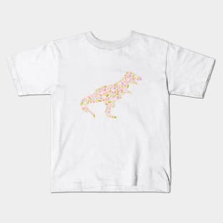 Floral Dinosaur in Pink + Purple Kids T-Shirt